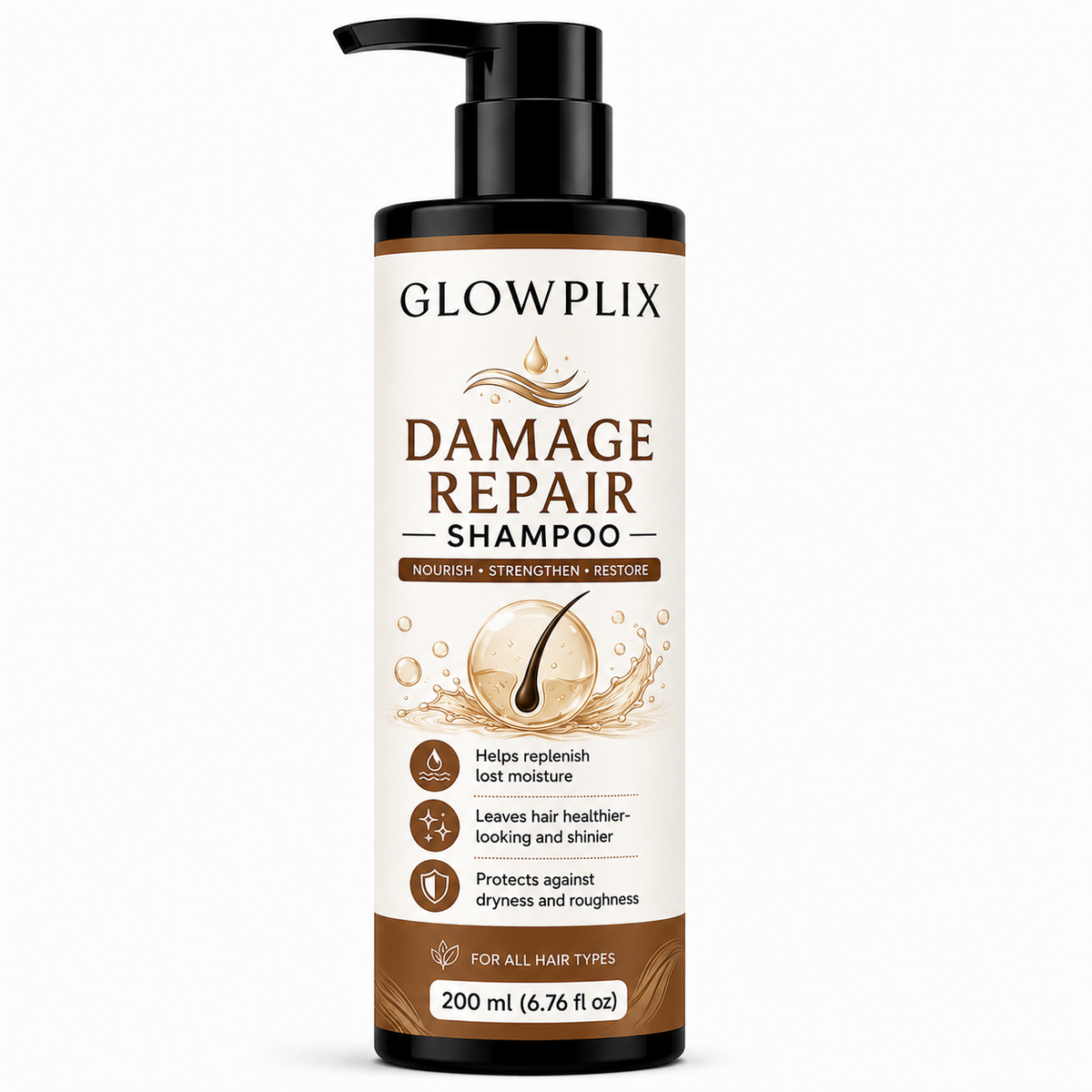 Glowplix Damage Repair Shampoo for All Hair Types, 200 ml