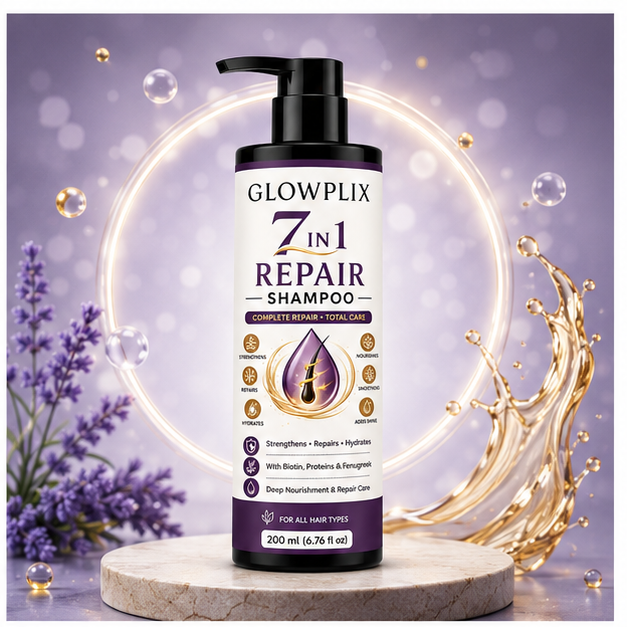 Glowplix 7 in 1 Repair Shampoo with Biotin & Fenugreek, 200 ml