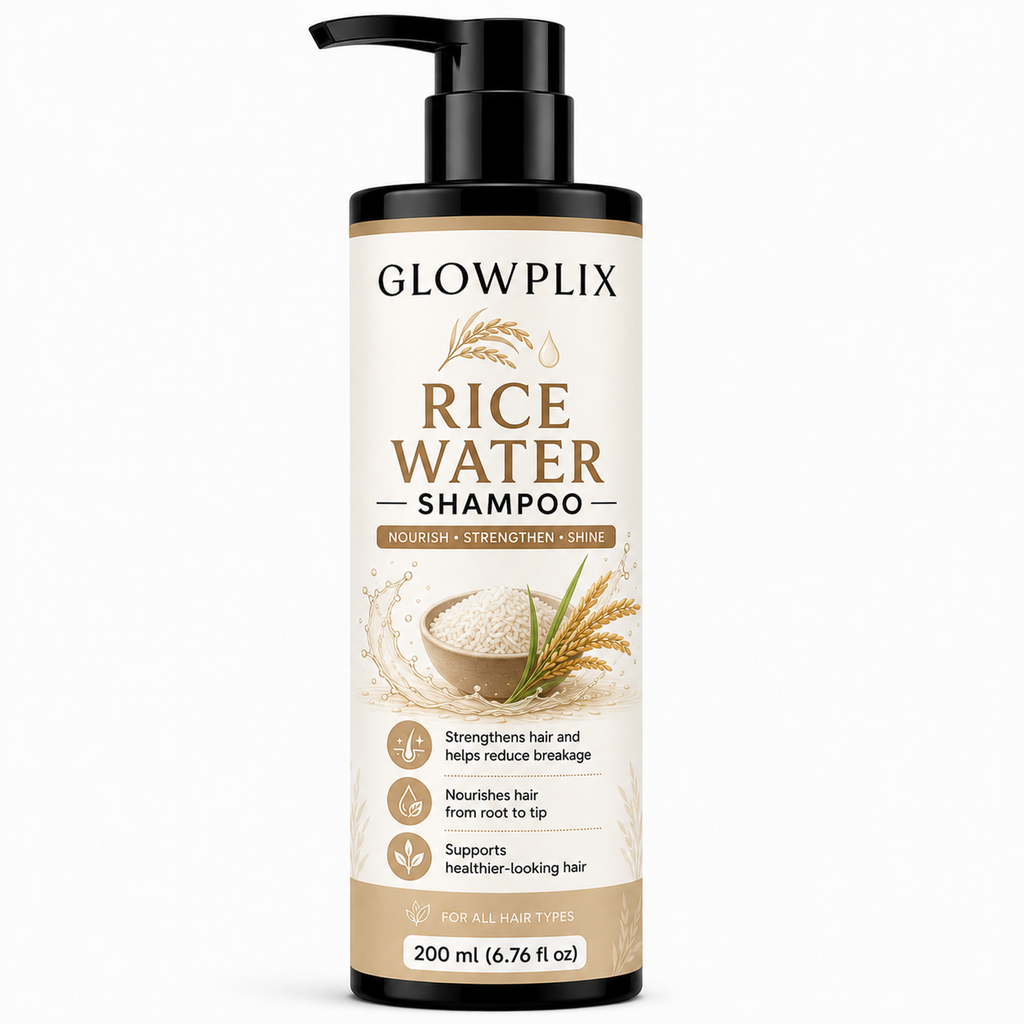 Glowplix Rice Water Shampoo for All Hair Types, 200 ml