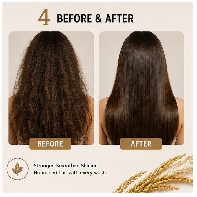 Glowplix Rice Water Shampoo for All Hair Types, 200 ml