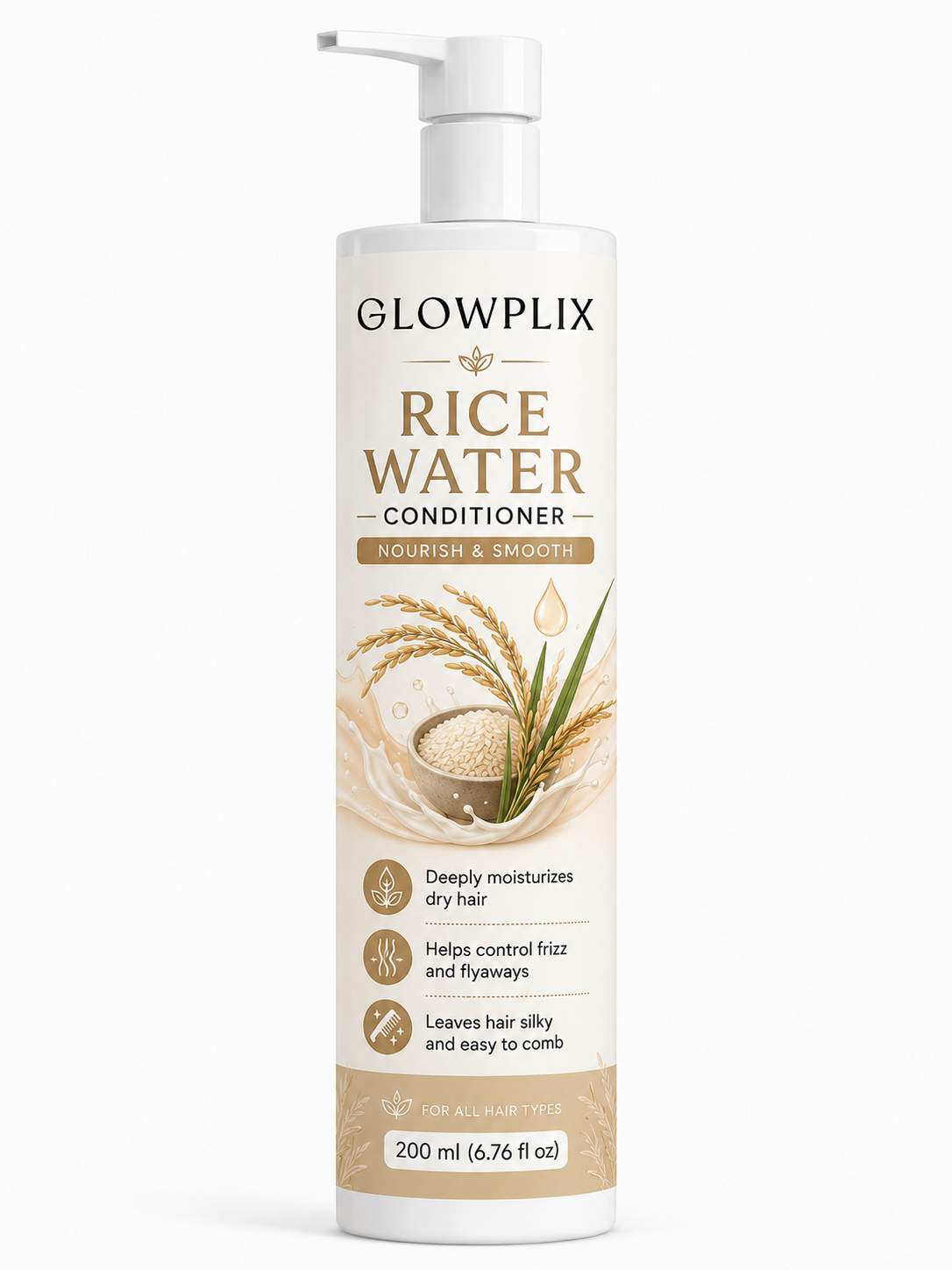 Glowplix Rice Water Conditioner, Nourish & Smooth, 200 ml