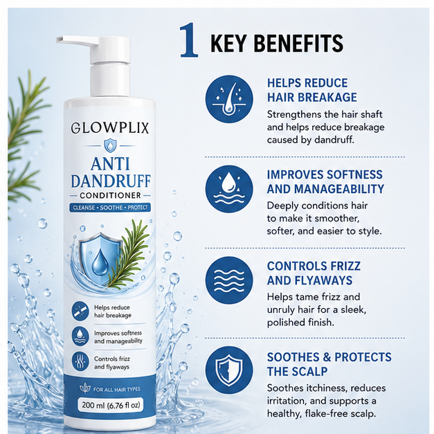 Glowplix Anti Dandruff Conditioner for All Hair Types, 200 ml