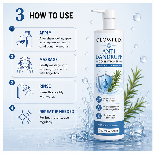 Glowplix Anti Dandruff Conditioner for All Hair Types, 200 ml