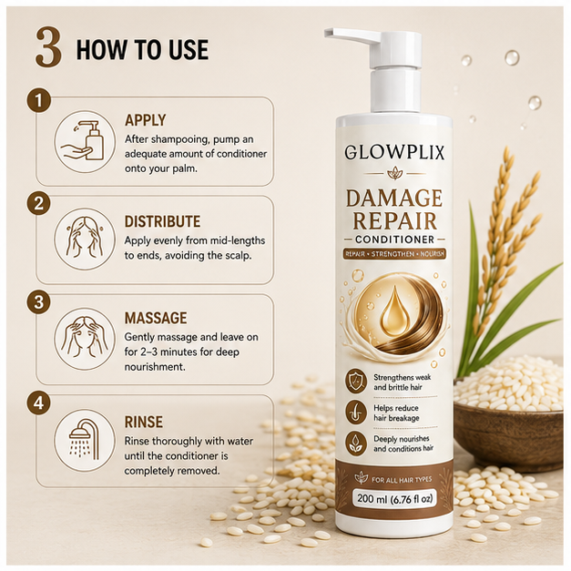 Glowplix Damage Repair Conditioner for All Hair Types, 200 ml