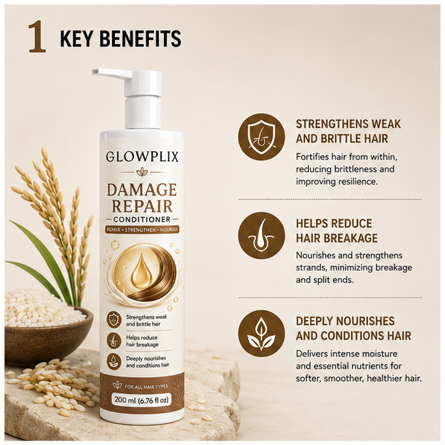 Glowplix Damage Repair Conditioner for All Hair Types, 200 ml