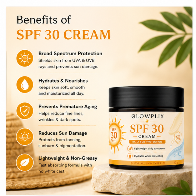 Glowplix SPF 30 Cream Daily Sun Protection, 50 g