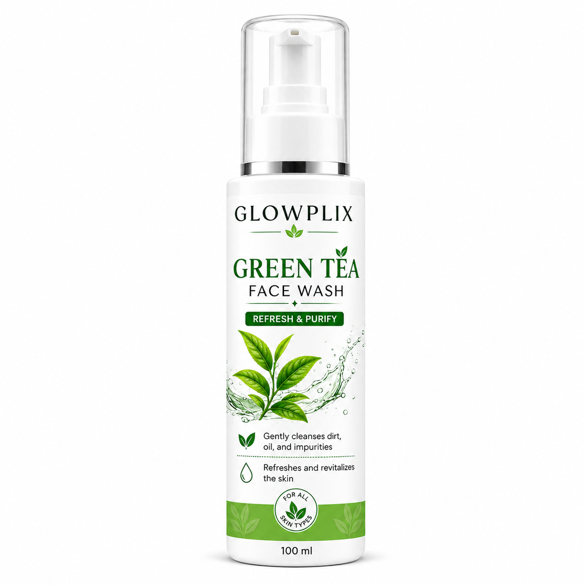 Glowplix Green Tea Face Wash, Refresh & Purify, 100 ml