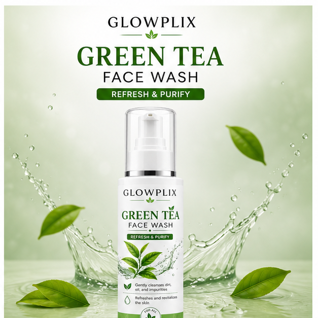 Glowplix Green Tea Face Wash, Refresh & Purify, 100 ml