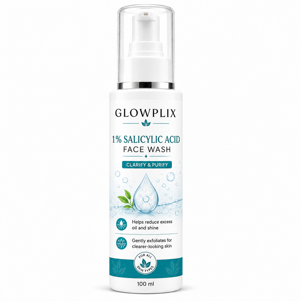 GLOWPLIX 1% Salicylic Acid Face Wash | Deep Cleansing Daily Facial Cleanser for Oily & Blemish-Prone Skin | Helps Control Excess Oil, Gently Exfoliates & Promotes Clear-Looking Skin | 100 ml