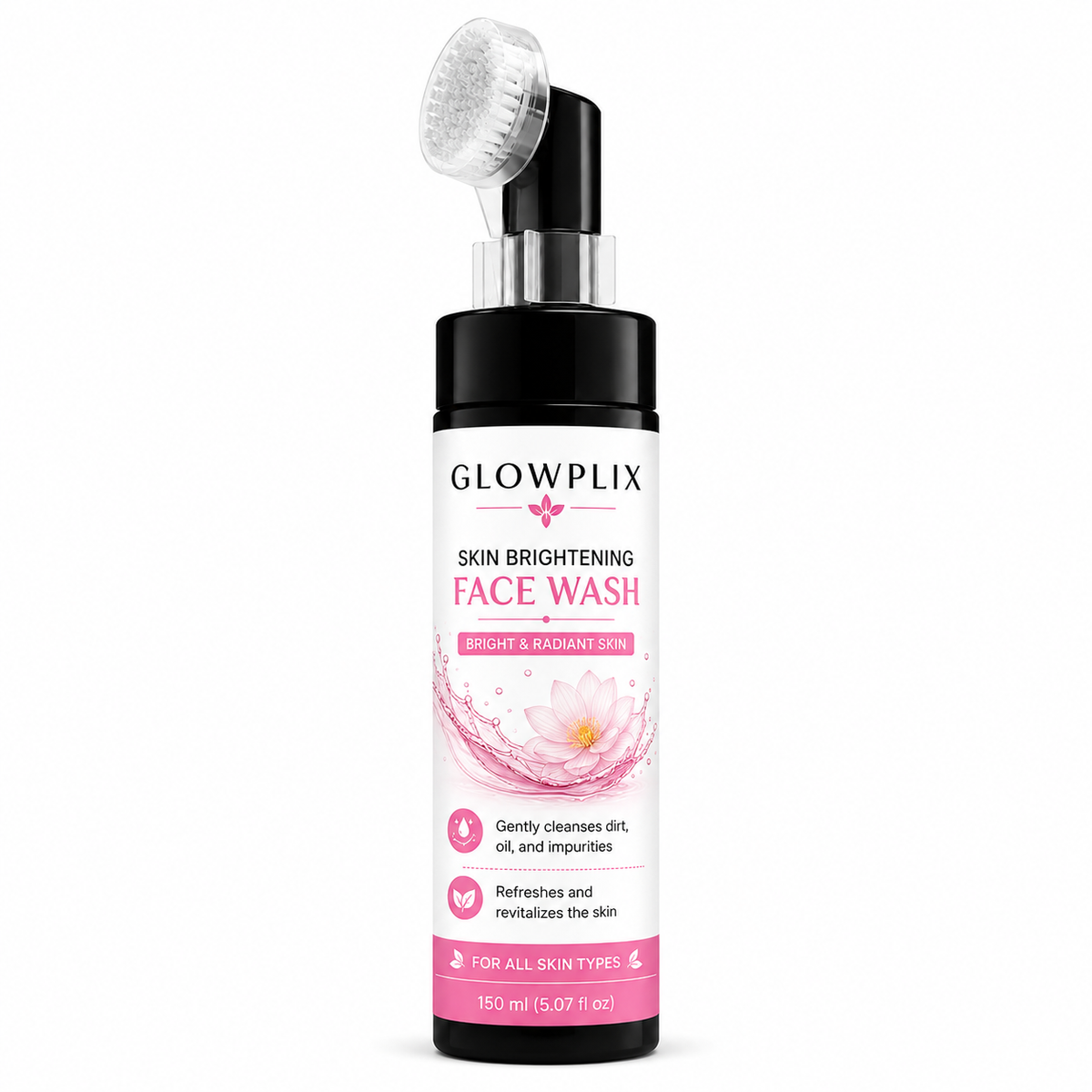 Glowplix Skin Brightening Face Wash with Brush, 150 ml