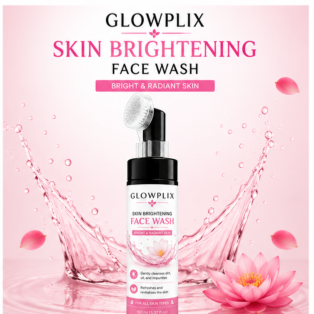 Glowplix Skin Brightening Face Wash with Brush, 150 ml