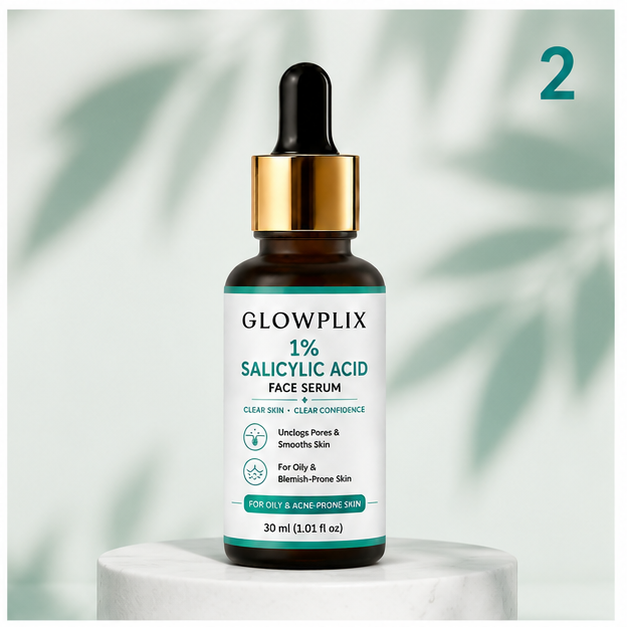 GLOWPLIX 1% Salicylic Acid Face Serum | Lightweight Daily Facial Serum for Oily & Blemish-Prone Skin | Helps Unclog Pores & Smooth Skin Texture | 30 ml