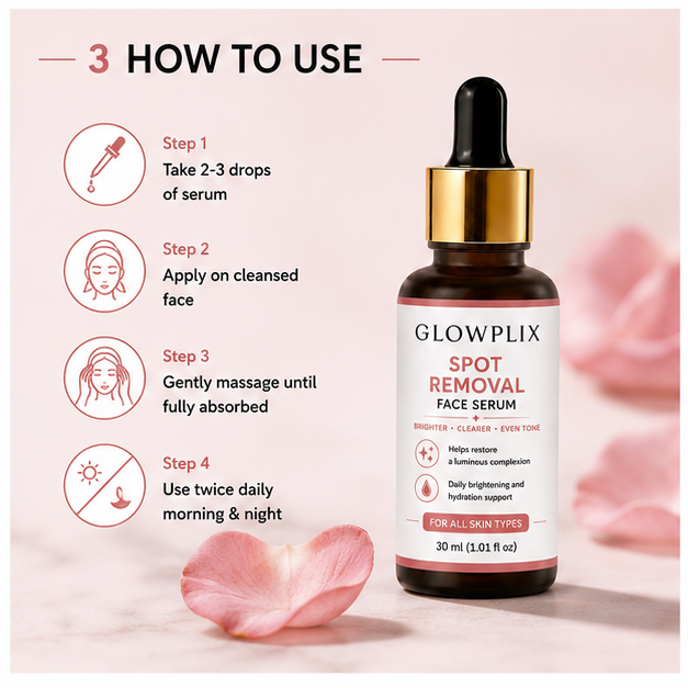 GLOWPLIX Spot Removal Face Serum | Lightweight Daily Brightening Facial Serum | Supports Smooth, Even-Looking & Radiant Skin | Suitable for All Skin Types | 30 ml
