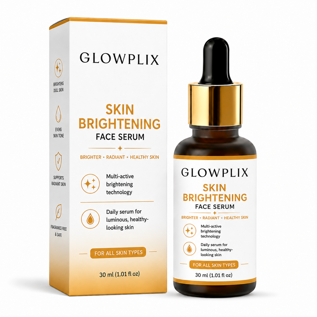 GLOWPLIX Skin Brightening Face Serum | Lightweight Daily Facial Serum for Radiant & Even-Looking Skin | Hydrating Formula for All Skin Types | 30 ml