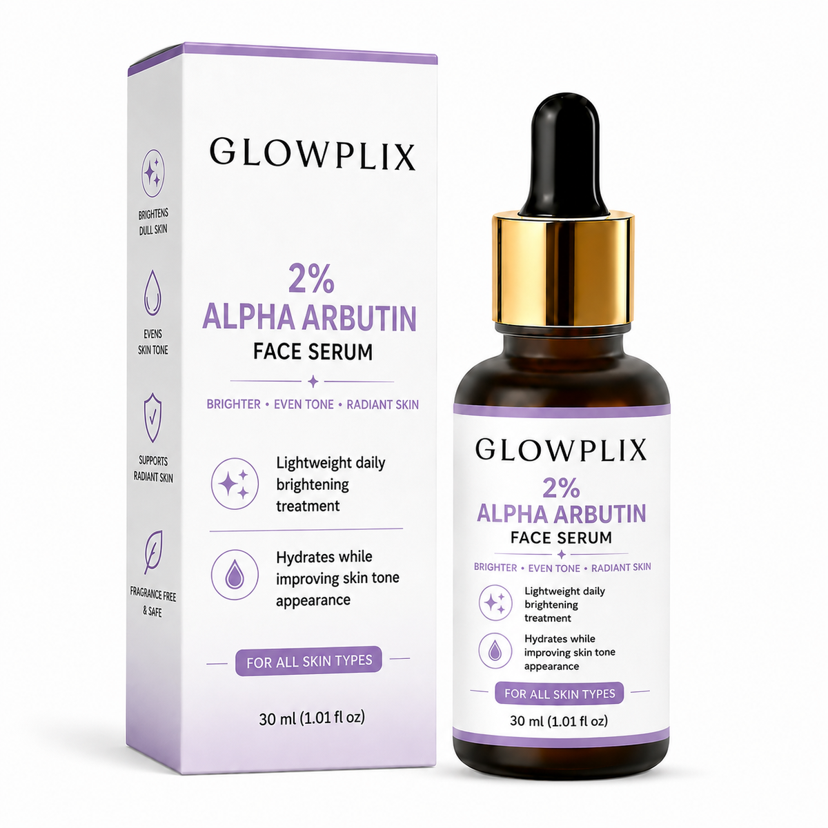 Glowplix 2% Alpha Arbutin Face Serum, 30 ml