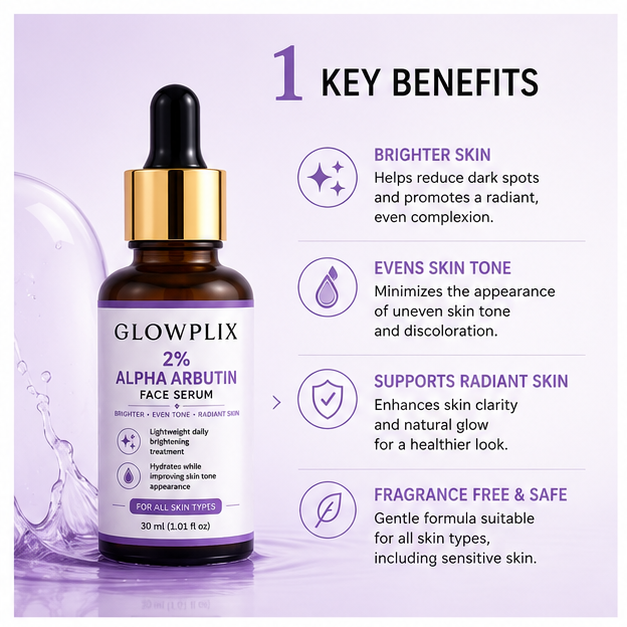 Glowplix 2% Alpha Arbutin Face Serum, 30 ml