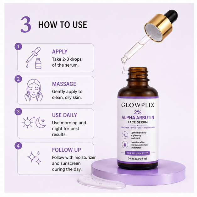 Glowplix 2% Alpha Arbutin Face Serum, 30 ml