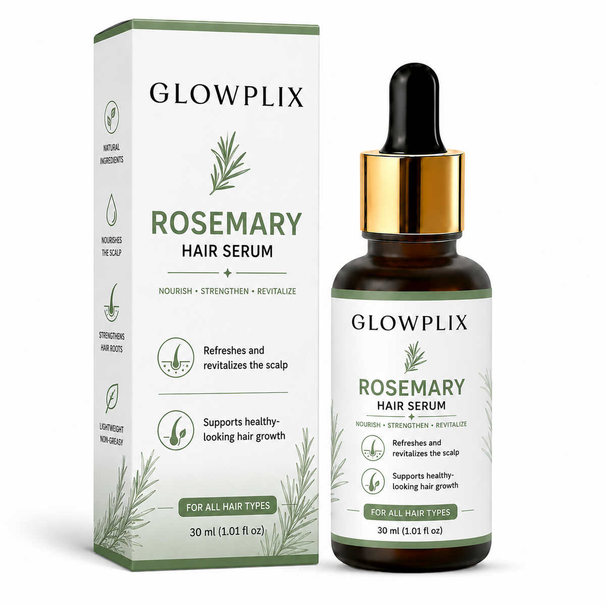 Glowplix Rosemary Hair Serum for All Hair Types, 30 ml