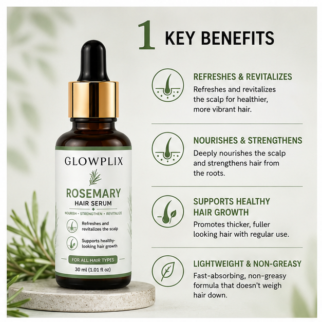 Glowplix Rosemary Hair Serum for All Hair Types, 30 ml