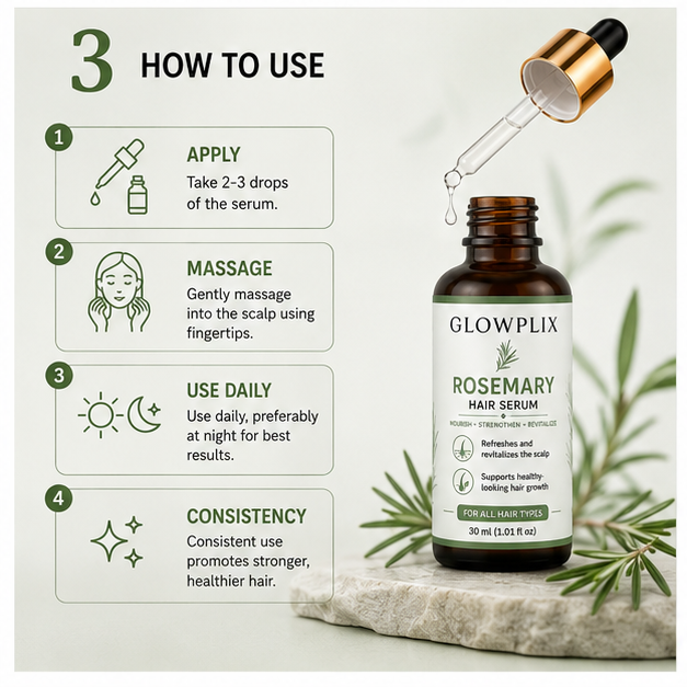 Glowplix Rosemary Hair Serum for All Hair Types, 30 ml
